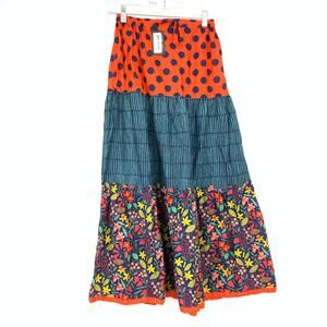 Lime Light Girls Size 6-7 Tiered Maxi Skirt Patterned Multicolor Print NEW